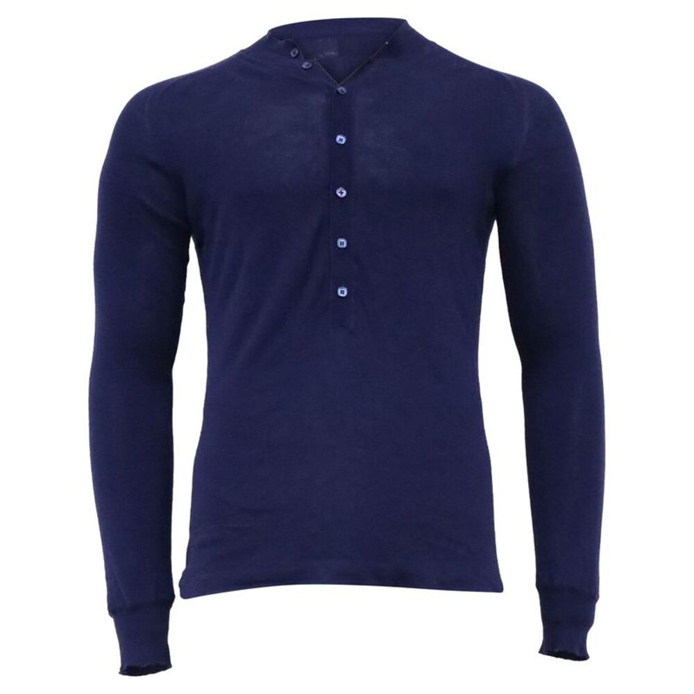 Fendi Half-Buttoned Fitted Sweater in Navy Blue Cotton